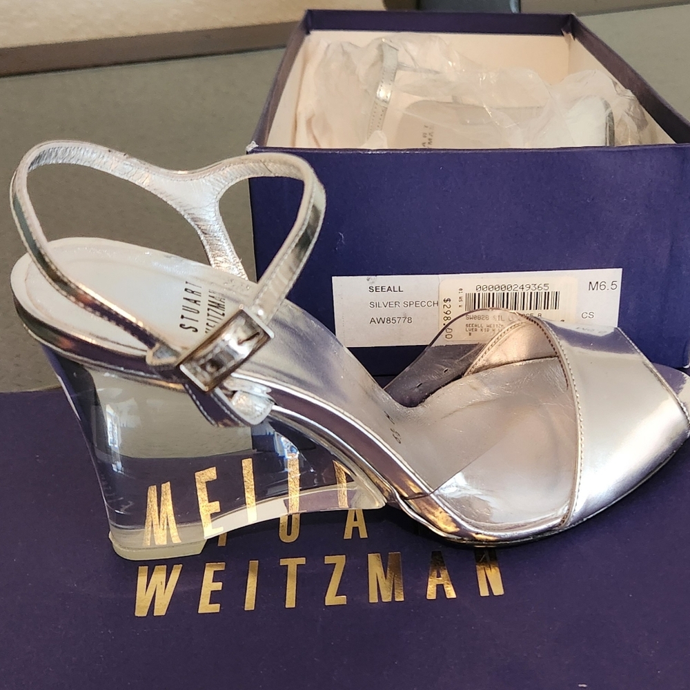 Stewart Weizmann Silver Sandal size 6.5